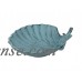 Dark Blue Whitewashed Cast Iron Shell With Starfish Decorative Bowl 6" - Decorative Cast Iron Decoration - Sea Life Decor   